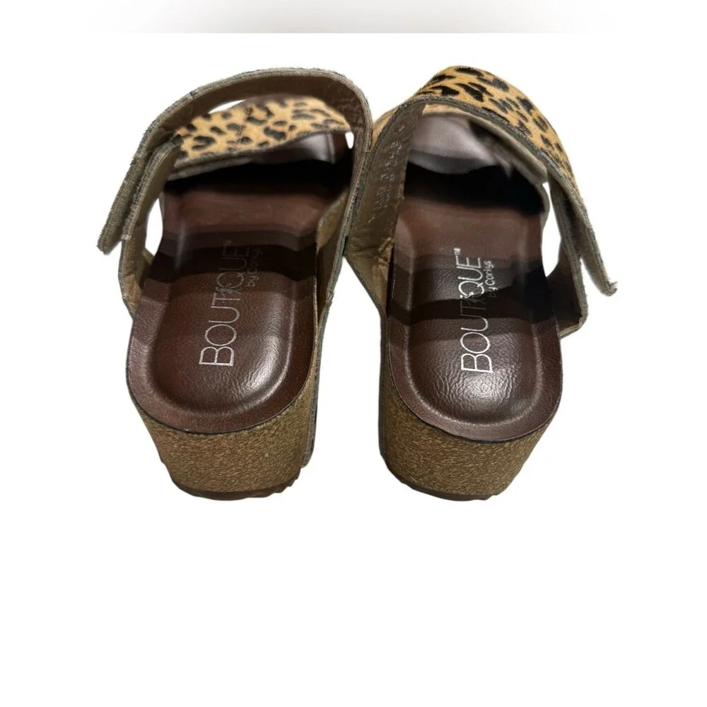 Corkys Wild Thing Leopard Pony Hair Cork Wedge Sandals Size 8